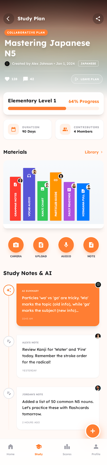 Study buddies collaboration screen